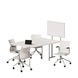 Office chairs board table laptops